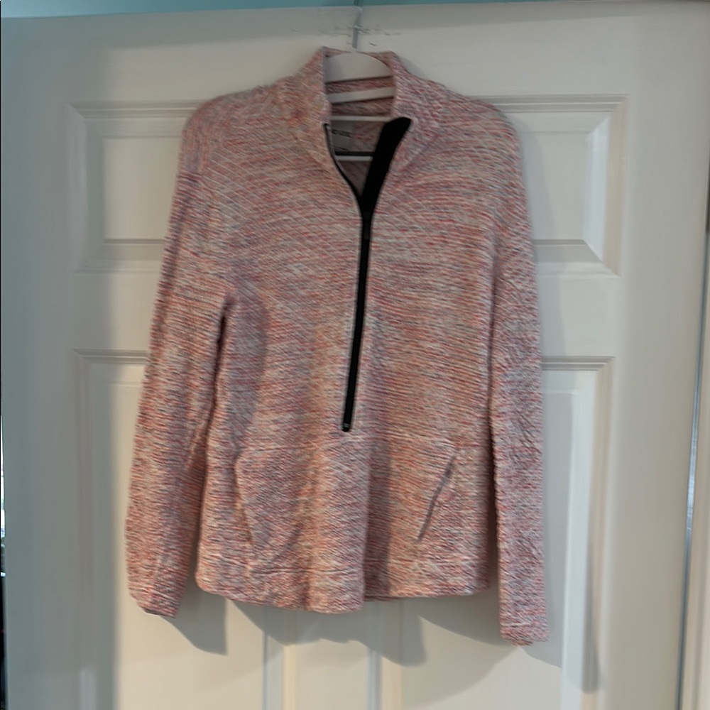 Nic+Zoe Heathered Pink Quilted Texture Sweatshirt Small EUC Quarter Zip